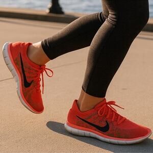 Nike Free 4.0 Flyknit Orange Hot Lava Fuchsia Running Shoes Women's Size 7.5